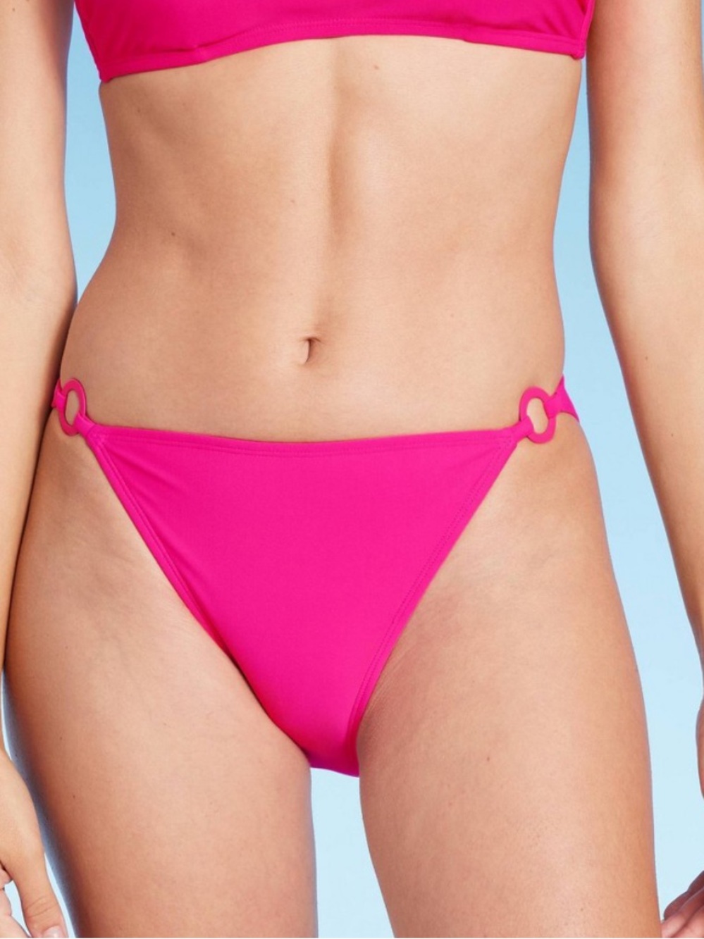 Shade & Shore XS Women’s Hot Pink Bikini Bottom with Side Ring Details